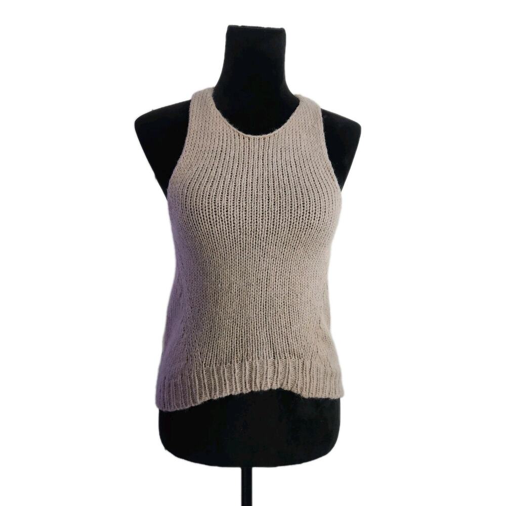 Kaufman Franco Women's Beige Alpaca Blend Knit Assymetrical Tank Top Size Xs